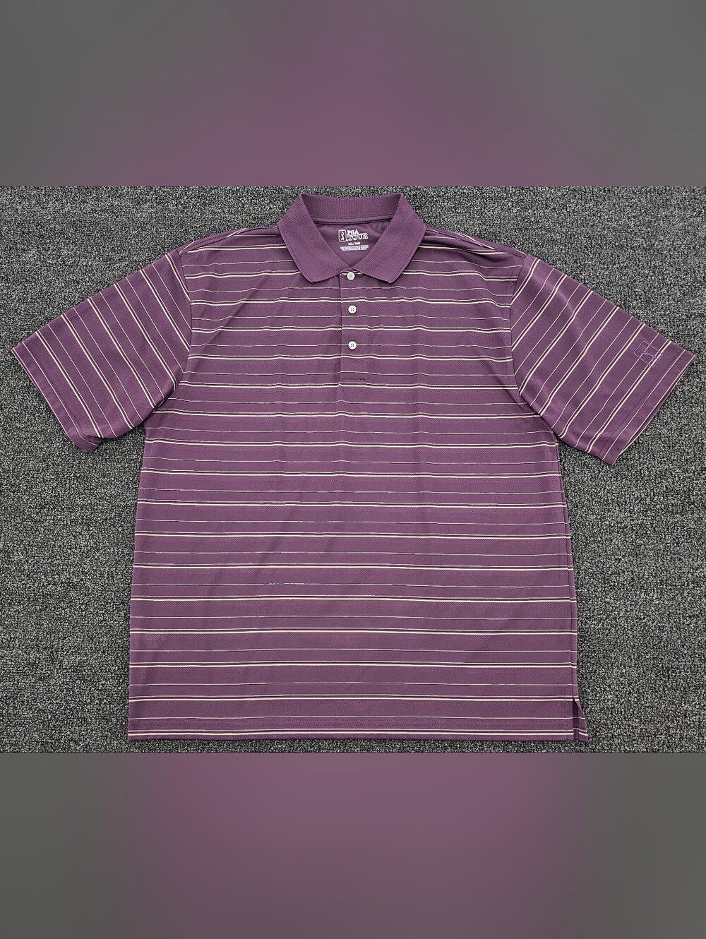 PGA Tour Collared Polo Men's XL Short Sleeve Golf Athletic Shirt Purple Striped
